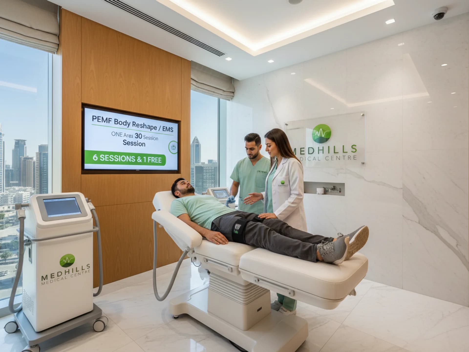 إعادة تشكيل الجسم بتقنية PEMF / تحفيز العضلات الكهربائي لمنطقة واحدة، 30 دقيقة / جلسة - 6 جلسات وجلسة مجانية - Healthcare service image